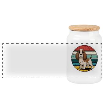 Retro Cocker Spaniel Vintage Dog Lover Gifts - Panorama Keksdose mit Holzdeckel - Weiß - Vorne