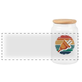 Retro Electric Plug Electrician Vintage Power Plug - Panoramic Cookie Jar with Wooden Lid - white - Front