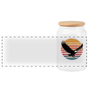 Retro Vintage Eagle Sunset Nature Lover Eagle Bird - Panorama Keksdose mit Holzdeckel - Weiß - Vorne