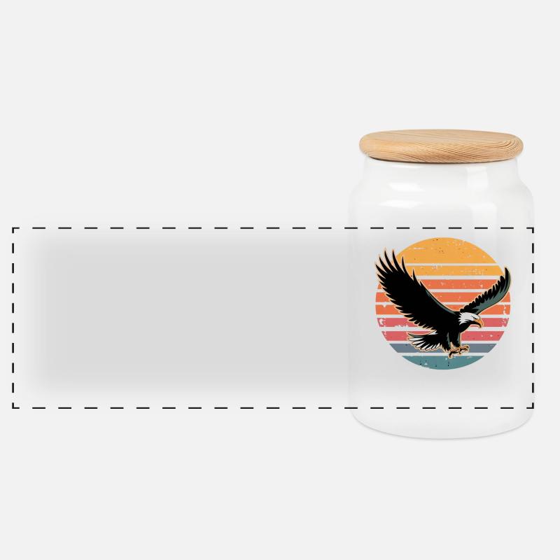 Retro Vintage Eagle Sunset Nature Lover Eagle Bird - Panorama Keksdose mit Holzdeckel - Weiß