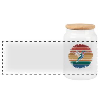 Retro Vintage Hummingbird Lover Nature Gifts - Panoramic Cookie Jar with Wooden Lid - white - Front