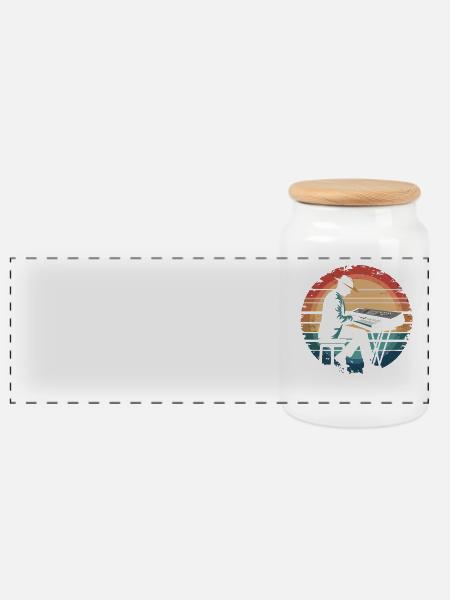 Retro Vintage Keyboard Player Sunset Music Lover - Panorama Keksdose mit Holzdeckel - Weiß