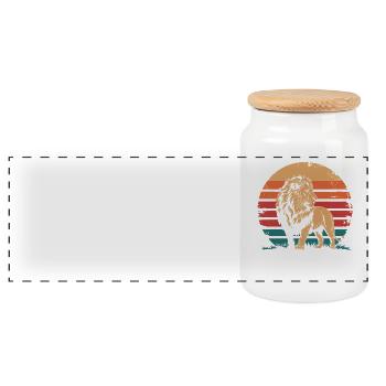 Retro Vintage Lion Wildlife Animal Lover Lion Gift - Panorama Keksdose mit Holzdeckel - Weiß - Vorne