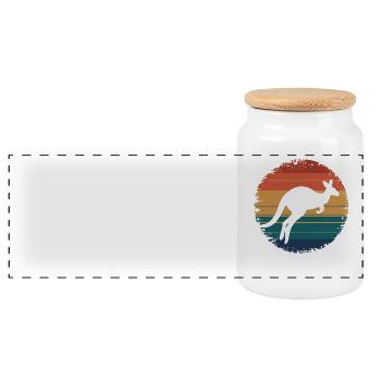 Retro Vintage Kangaroo Animal Lover Wildlife - Panoramic Cookie Jar with Wooden Lid - white - Front