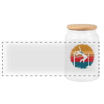 Retro Vintage High Jump Athlete Sports Lover Gifts - Panoramic Cookie Jar with Wooden Lid - white - Front