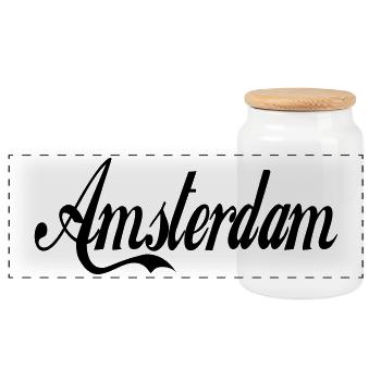 Amsterdam - couleur personnalisable - Boîte à biscuits avec couvercle en bois - blanc - Devant