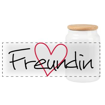Freundin Herz Geschenk Geburtstag - Panorama Keksdose mit Holzdeckel - Weiß - Vorne