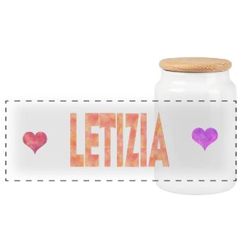 Letizia - Panoramic Cookie Jar with Wooden Lid - white - Front