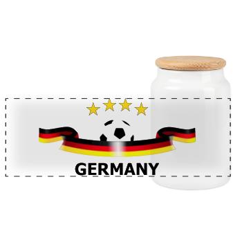 Deutschland Fußball Design - Panorama Keksdose mit Holzdeckel - Weiß - Vorne