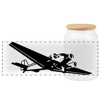 Ju-52 - Panorama Keksdose mit Holzdeckel - Weiß - Vorne