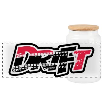Drift Motorsport - Panoramic Cookie Jar with Wooden Lid - white - Front