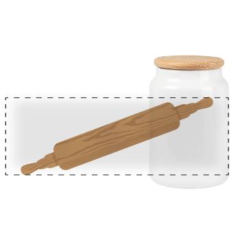 Dough roller - Rolling pin made of wood - Panoramic Cookie Jar with Wooden Lid - white - Front
