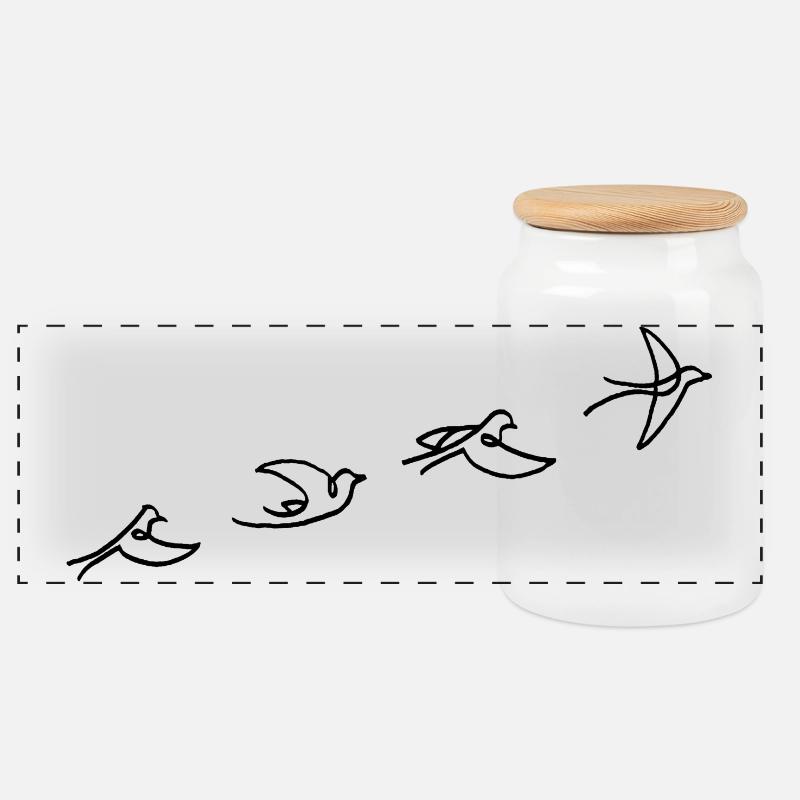 Der Flug des schwarzen Vogels - Panorama Keksdose mit Holzdeckel - Weiß