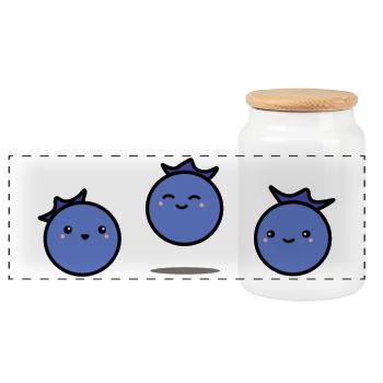 Blueberries | Blueberry | The three of us - Panoramic Cookie Jar with Wooden Lid - white - Front