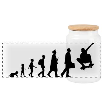Skateboarder Evolution - Panorama Keksdose mit Holzdeckel - Weiß - Vorne