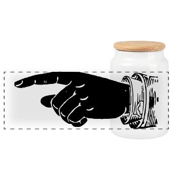 Main - Doigt pointé - Boîte à biscuits avec couvercle en bois - blanc - Devant