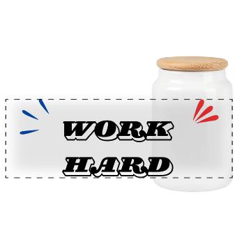 Hart arbeiten Minimal - Panorama Keksdose mit Holzdeckel - Weiß - Vorne