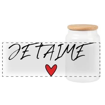 HEART. COUPLE. VALENTINE'S DAY. JUST MARRIED. Bachelorette party. - Panoramic Cookie Jar with Wooden Lid - white - Front