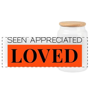 Lakes Appreciated Loved Two-Tone - Panoramic Cookie Jar with Wooden Lid - white - Front