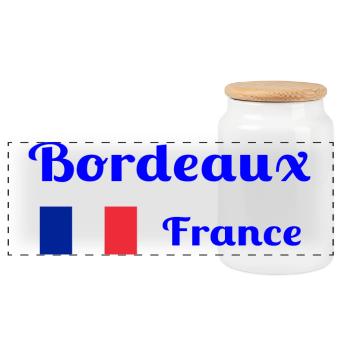 Bordeaux France- Imprimés stylés - Boîte à biscuits avec couvercle en bois - blanc - Devant