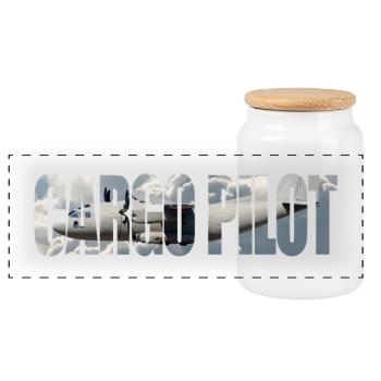Cargo pilot C-27 - Panoramic Cookie Jar with Wooden Lid - white - Front