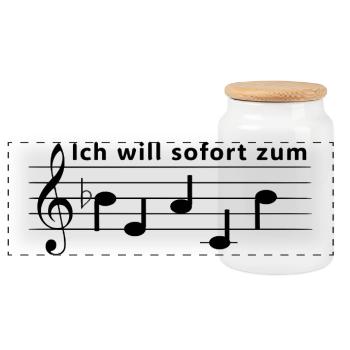Ich will sofort zum Beach - Noten Notenschrift - Panorama Keksdose mit Holzdeckel - Weiß - Vorne