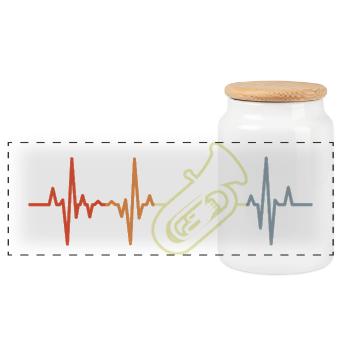 Tuba Heartbeat Retro Look - Panoramic Cookie Jar with Wooden Lid - white - Front