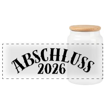 Graduation 2026 - Panoramic Cookie Jar with Wooden Lid - white - Front