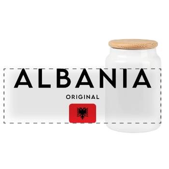 Drapeau albanais, fierté albanaise - Boîte à biscuits avec couvercle en bois - blanc - Devant
