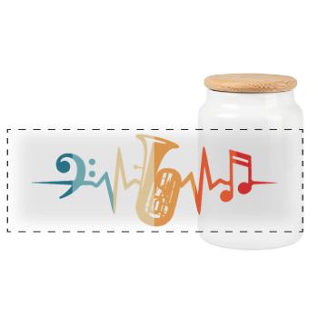 Tuba Heartbeat Tuba Orchestre Musiciens - Boîte à biscuits avec couvercle en bois - blanc - Devant