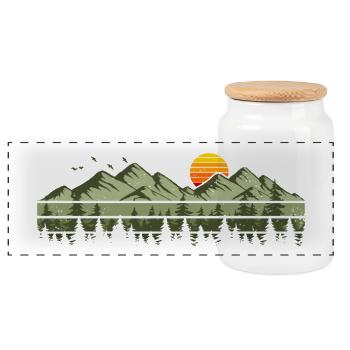 Montagnes, Forêt, Nature, Arbres, Plein air, Amoureux de la nature - Boîte à biscuits avec couvercle en bois - blanc - Devant