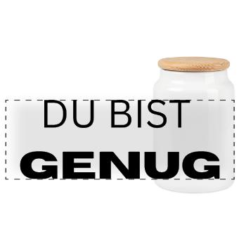 Du bist genug - Panorama Keksdose mit Holzdeckel - Weiß - Vorne