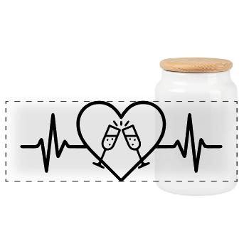Sparkling Glasses Heart Toast Celebration - Panoramic Cookie Jar with Wooden Lid - white - Front