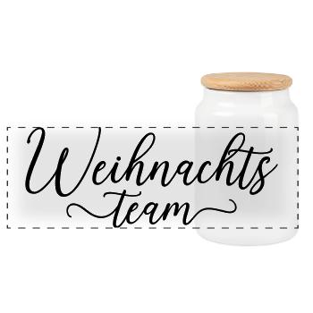 weihnachts team christmas - Panorama Keksdose mit Holzdeckel - Weiß - Vorne