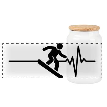 Le snowboard, c’est ma vie, mon cœur, ma poudreuse - Boîte à biscuits avec couvercle en bois - blanc - Devant