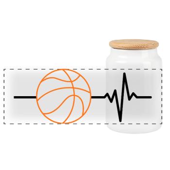 Basketball ist mein Leben, Herzschlag, Court - Panorama Keksdose mit Holzdeckel - Weiß - Vorne