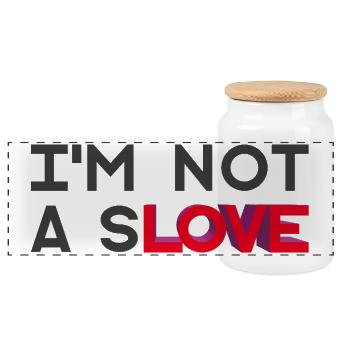 I'M NOT A SLOVE - let's talk - Panoramic Cookie Jar with Wooden Lid - white - Front