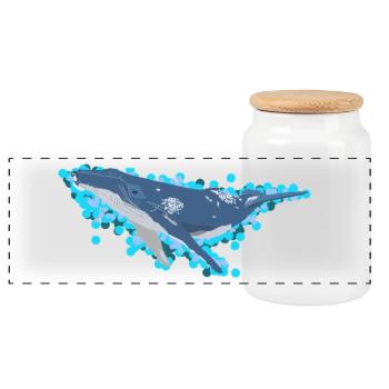 Humpback Whale for Sea Lovers - Panoramic Cookie Jar with Wooden Lid - white - Front