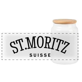 St. Moritz - Suisse - Schweiz - Swiss - Panorama Keksdose mit Holzdeckel - Weiß - Vorne