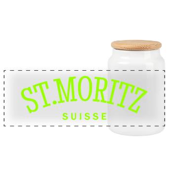St. Moritz - Suisse - Schweiz - Swiss - Panorama Keksdose mit Holzdeckel - Weiß - Vorne
