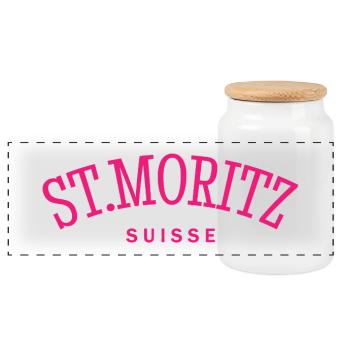 St. Moritz - Suisse - Schweiz - Swiss - Panorama Keksdose mit Holzdeckel - Weiß - Vorne