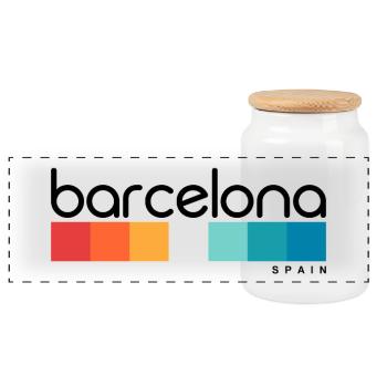 Barcelona - Spain - Spanien - Espana - Panorama Keksdose mit Holzdeckel - Weiß - Vorne