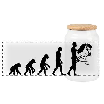 EVOLUTION HOBBYHORSING! STECKENPFERD LIEBE - Panorama Keksdose mit Holzdeckel - Weiß - Vorne