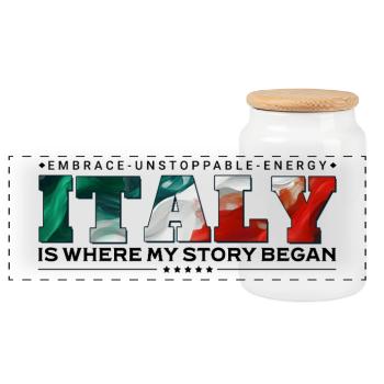 Italien ist der Ort, an dem meine Geschichte begann - Panorama Keksdose mit Holzdeckel - Weiß - Vorne