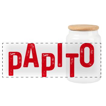 Papito Distressed Red Letters - Panoramic Cookie Jar with Wooden Lid - white - Front