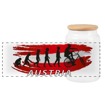 Austria Evolution Bike Tour - Panoramic Cookie Jar with Wooden Lid - white - Front