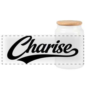 Charise name first last family gifts  - Panoramic Cookie Jar with Wooden Lid - white - Front