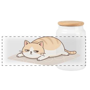 Chat drôle pour femmes, hommes et amoureux des chats - Boîte à biscuits avec couvercle en bois - blanc - Devant