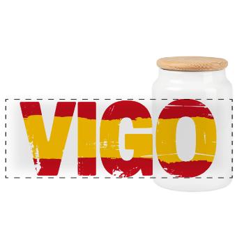 Pavillon de Vigo Espagne - Boîte à biscuits avec couvercle en bois - blanc - Devant