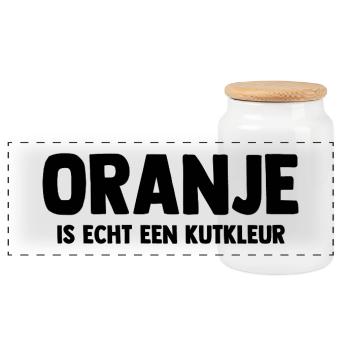 Oranje is echt een Kutkleur - Nederland - Niederla - Panorama Keksdose mit Holzdeckel - Weiß - Vorne